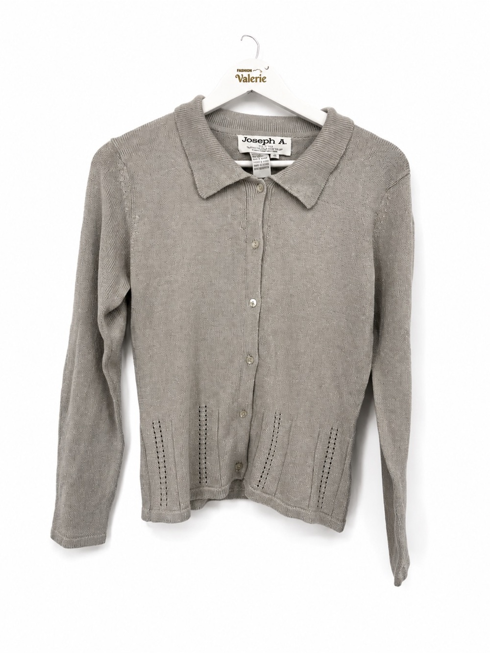 Joseph A Petite Paris Silver Metallic Silk Cardigan Sweater Size Small Petite